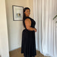 2XL | Black Cowl Neck Drop Waist Midi Dress