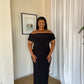 XL | Black Off-shoulder Bardot Sculpted Dress