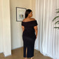 XL | Black Off-shoulder Bardot Sculpted Dress