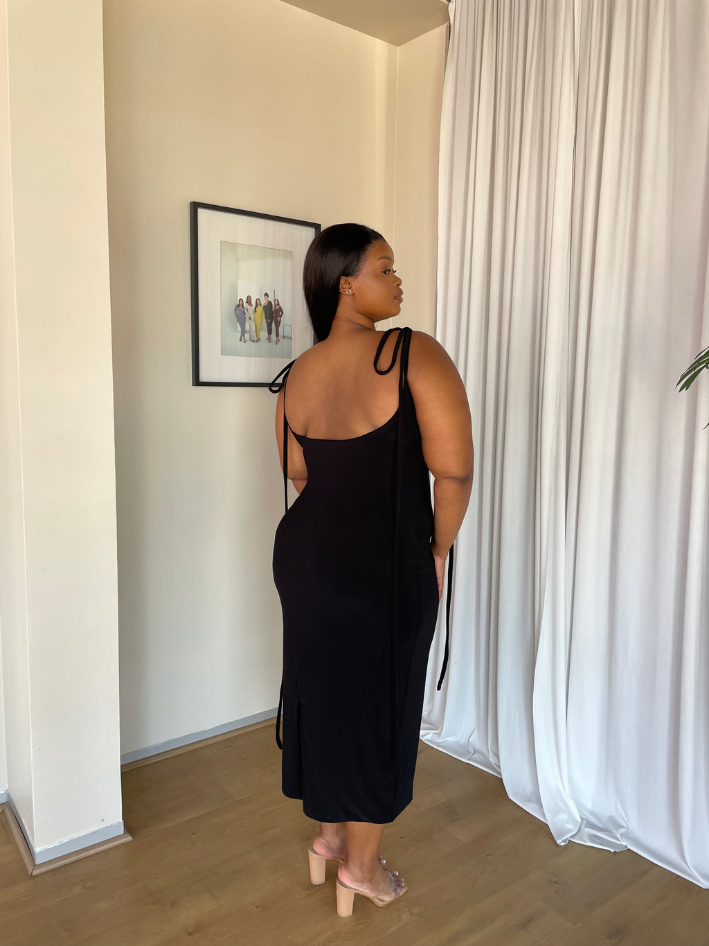 2XL | Black Bow Tie Evening Dress: Short