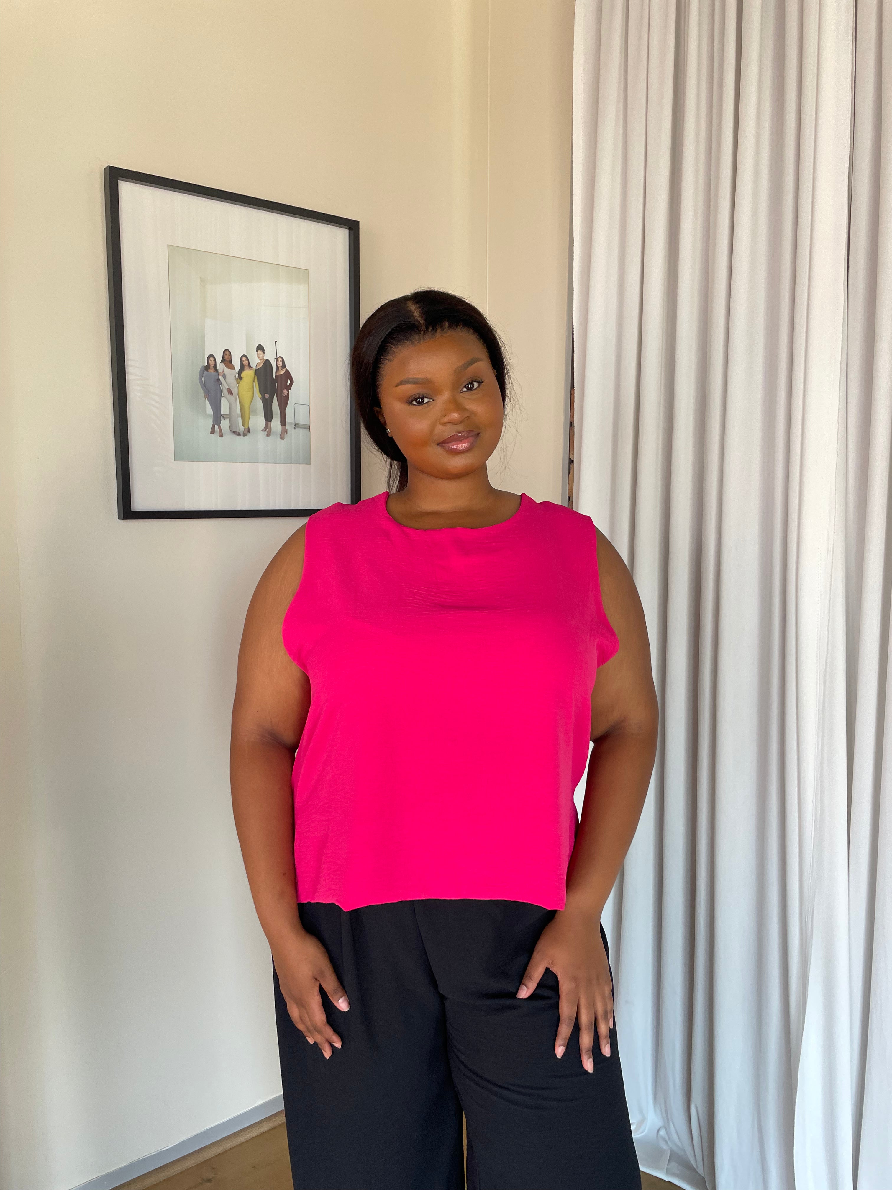 2XL | Magenta Crinkle Sleeveless Top