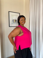 2XL | Magenta Crinkle Sleeveless Top