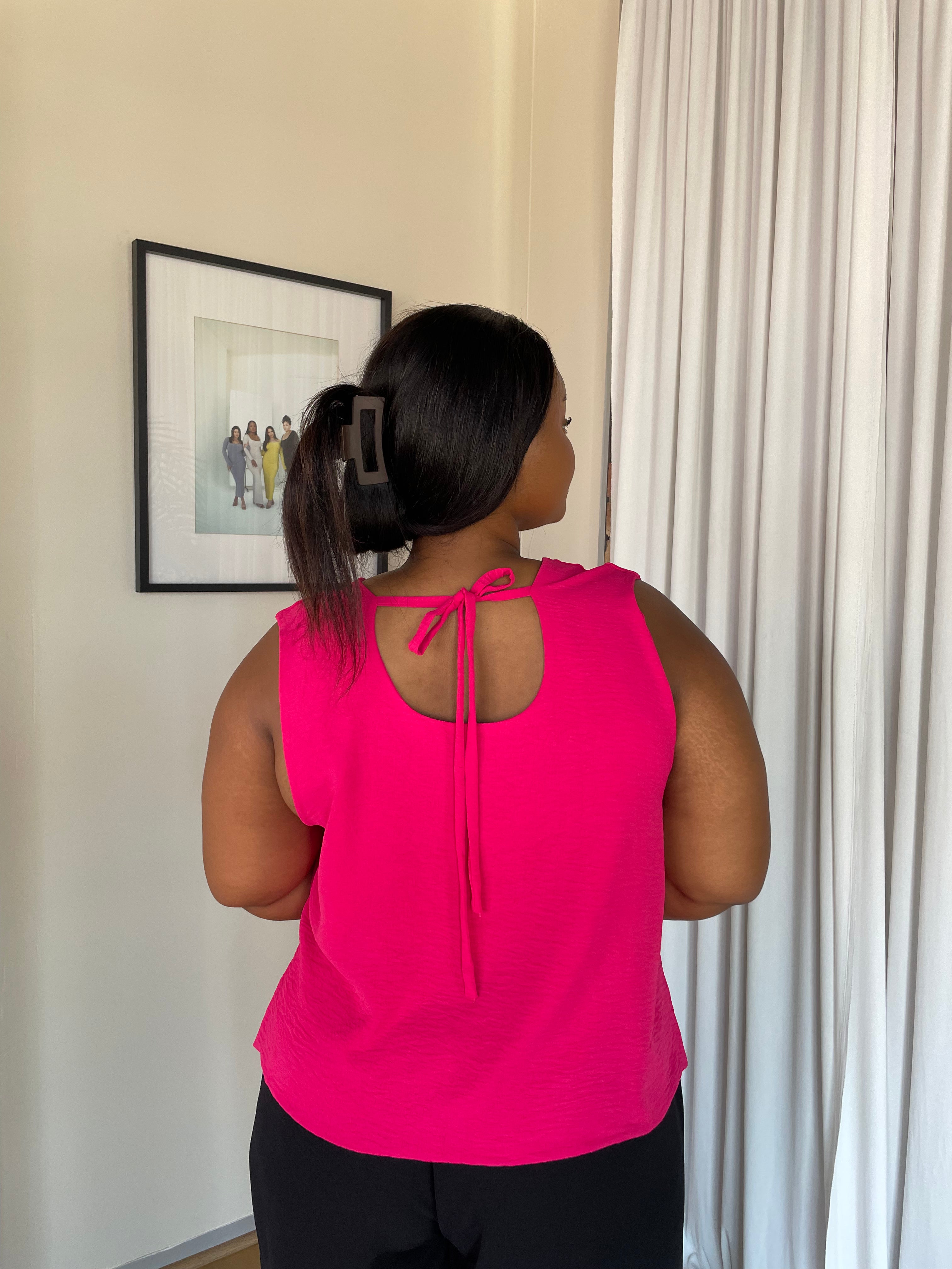 2XL | Magenta Crinkle Sleeveless Top