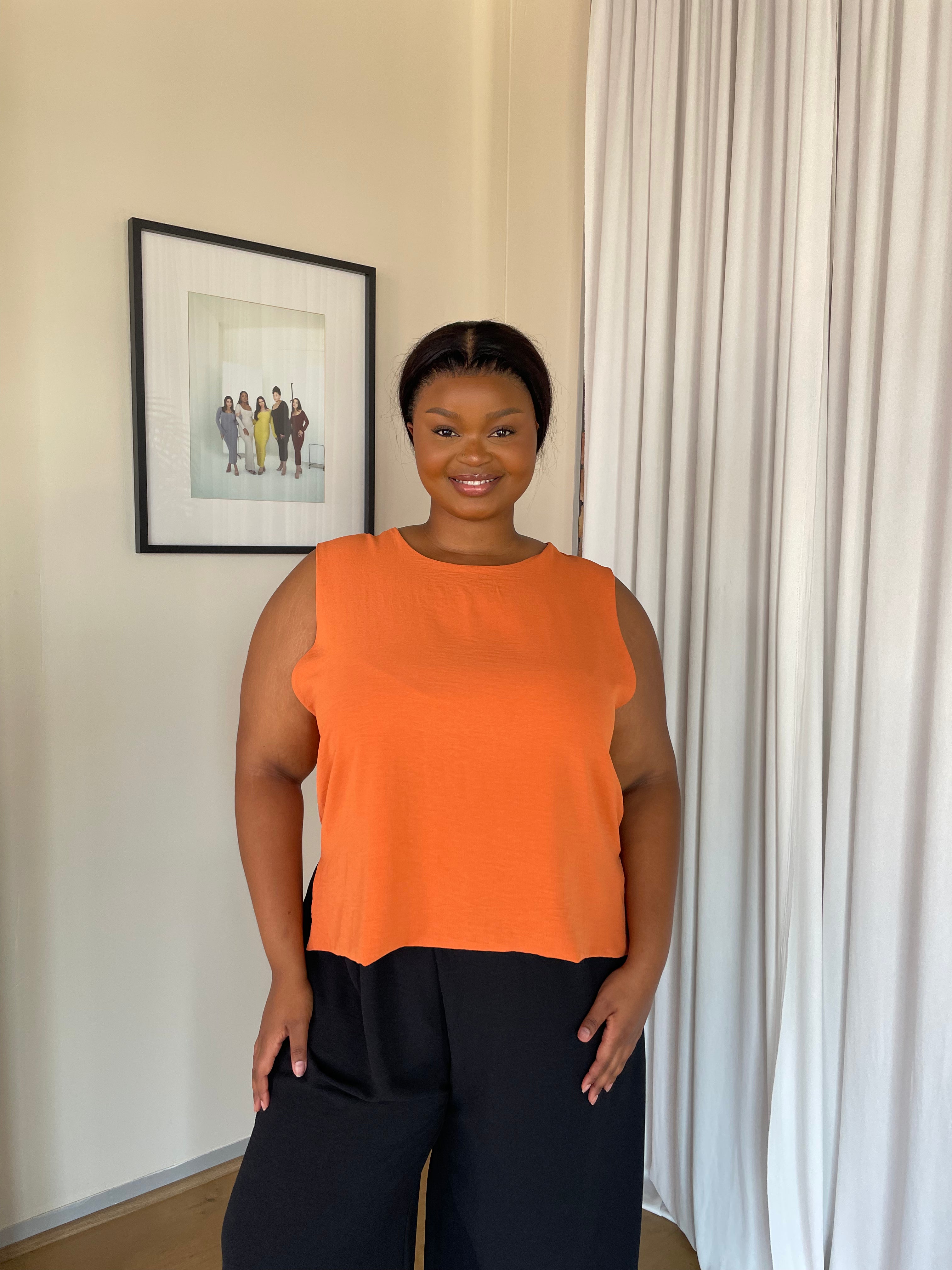 2XL | Rust Crinkle Sleeveless Top