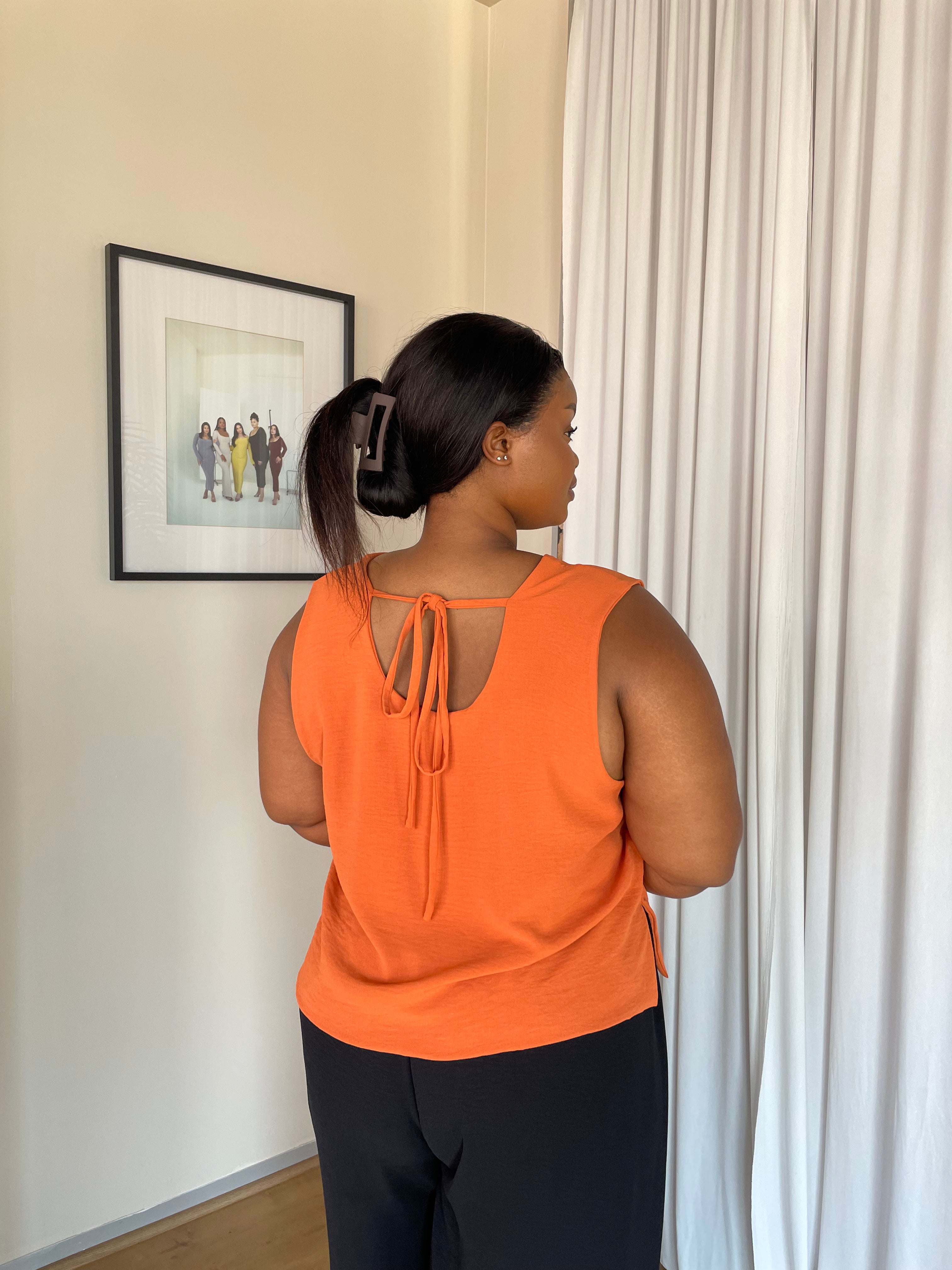 2XL | Rust Crinkle Sleeveless Top