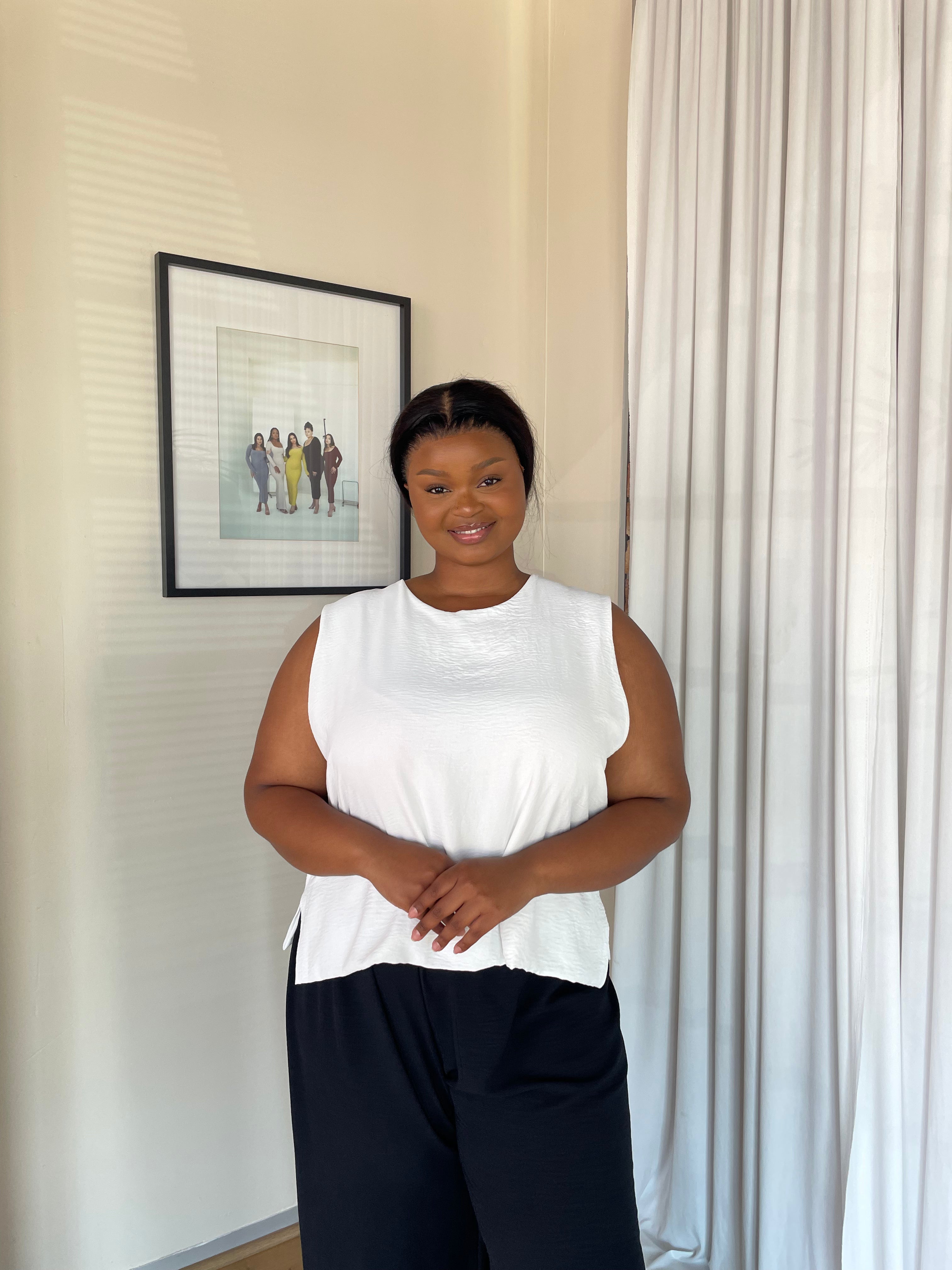 2XL | Ivory Crinkle Sleeveless Top