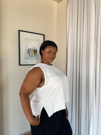 2XL | Ivory Crinkle Sleeveless Top