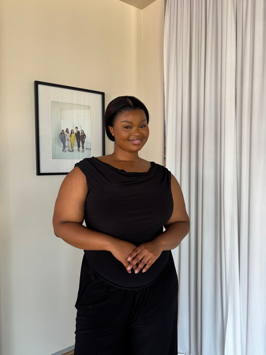 2XL | Black Cowl Neck Top