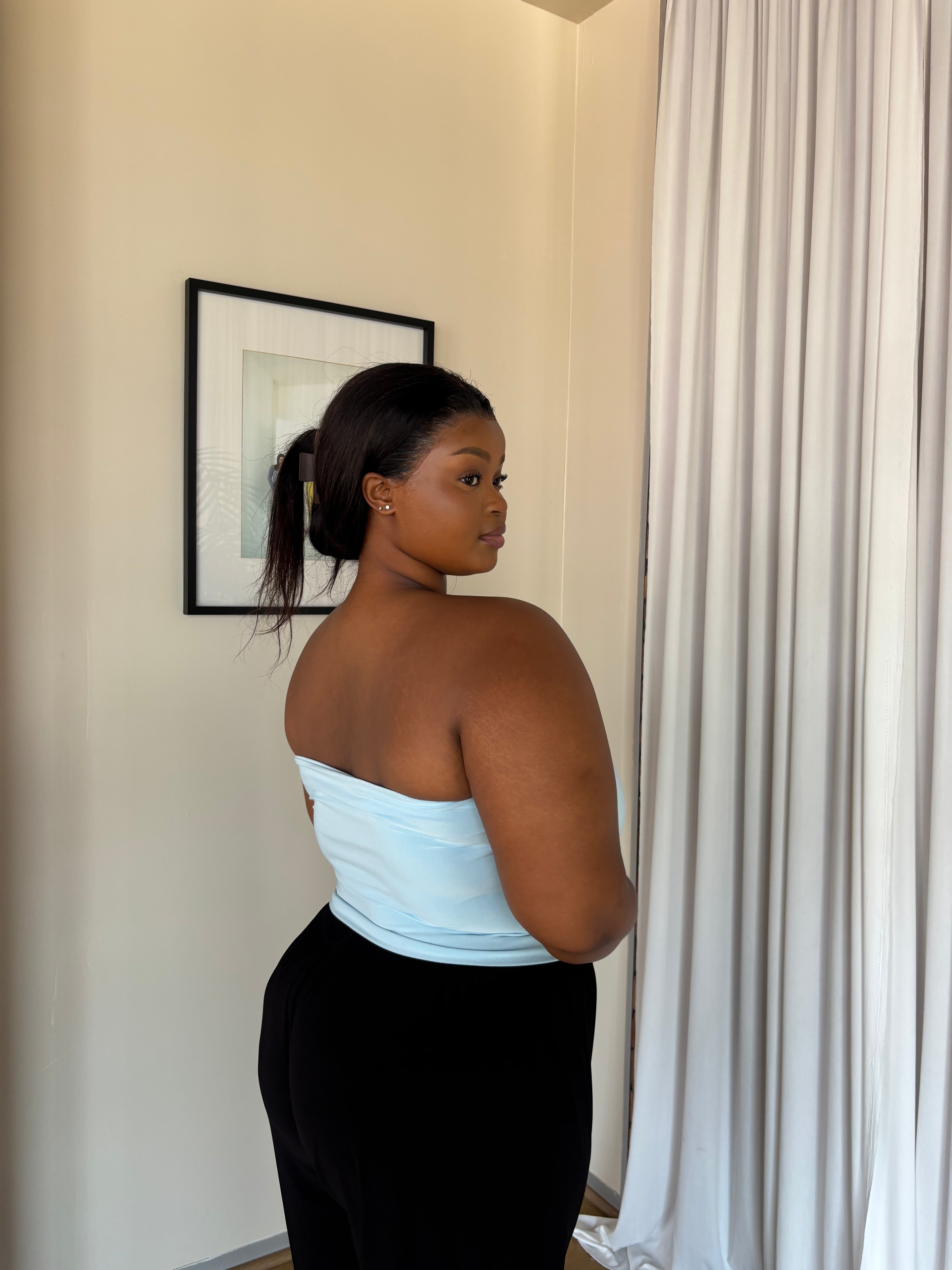 XL | Baby Blue Bandeau Crop Top