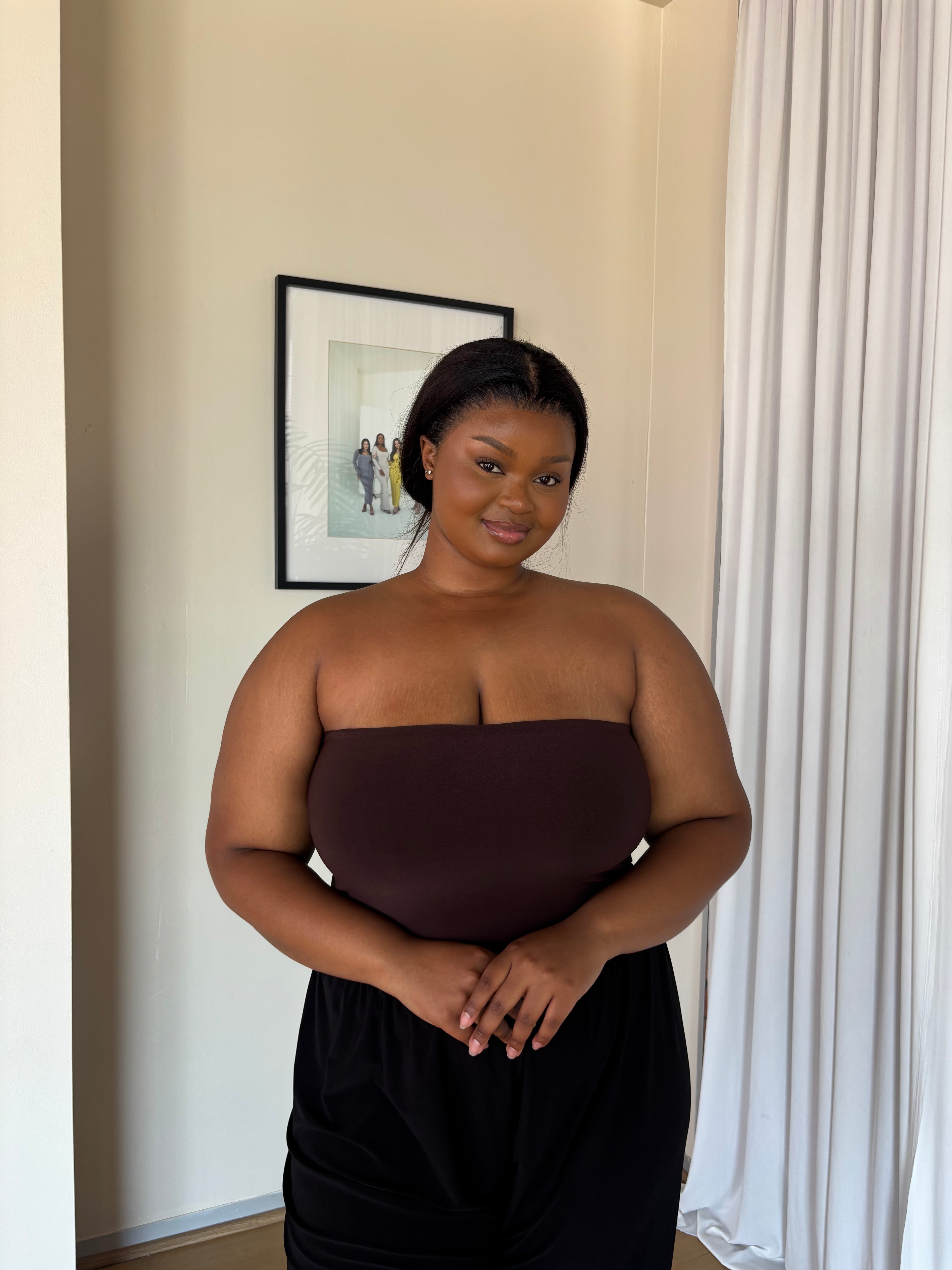 XL | Chocolate Brown Bandeau Crop Top