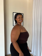 XL | Chocolate Brown Bandeau Crop Top