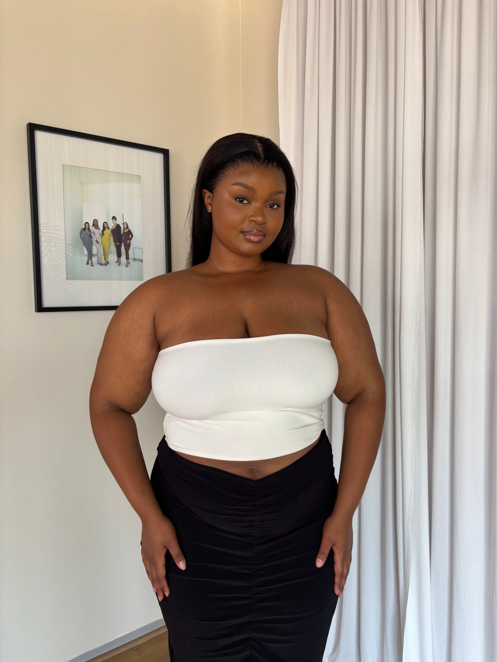 XL | Cream Bandeau Crop Top