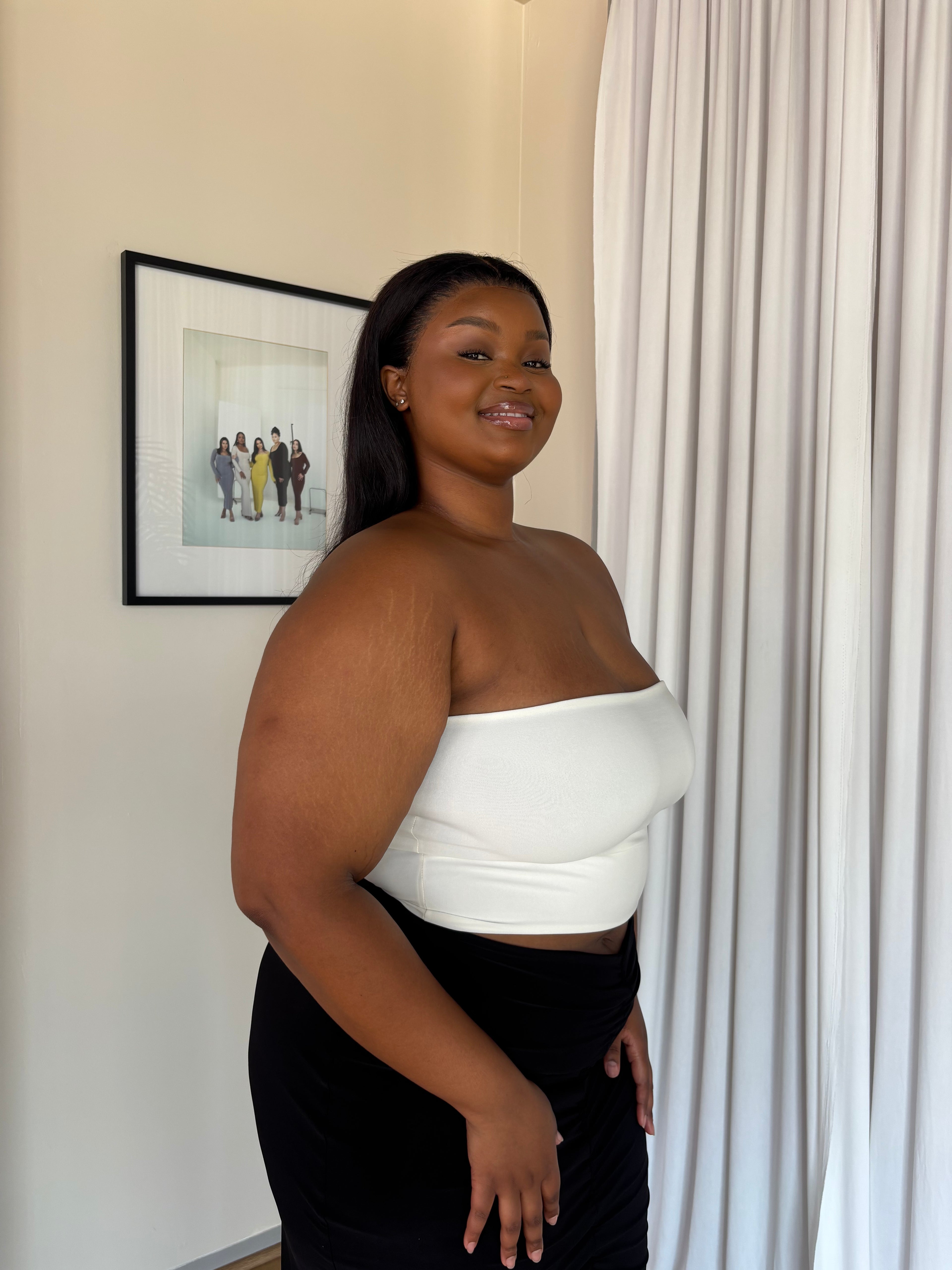 XL | Cream Bandeau Crop Top