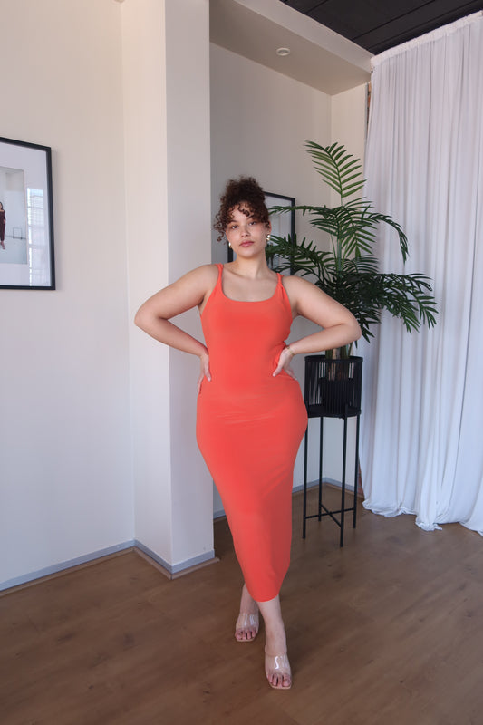 M | Orange Twisted Tank Dress