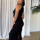 S | Black Twisted Halter Neck Dress