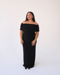 Black Off-shoulder Bardot Sculpted Dress