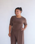 Coffee T-shirt with Midi Sleeves