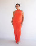 Orange Halter Dress with Tie Detail