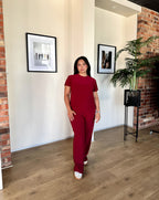 Maroon Straight Leg Resort Pants