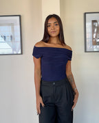 Navy Blue Cowl Neck Top