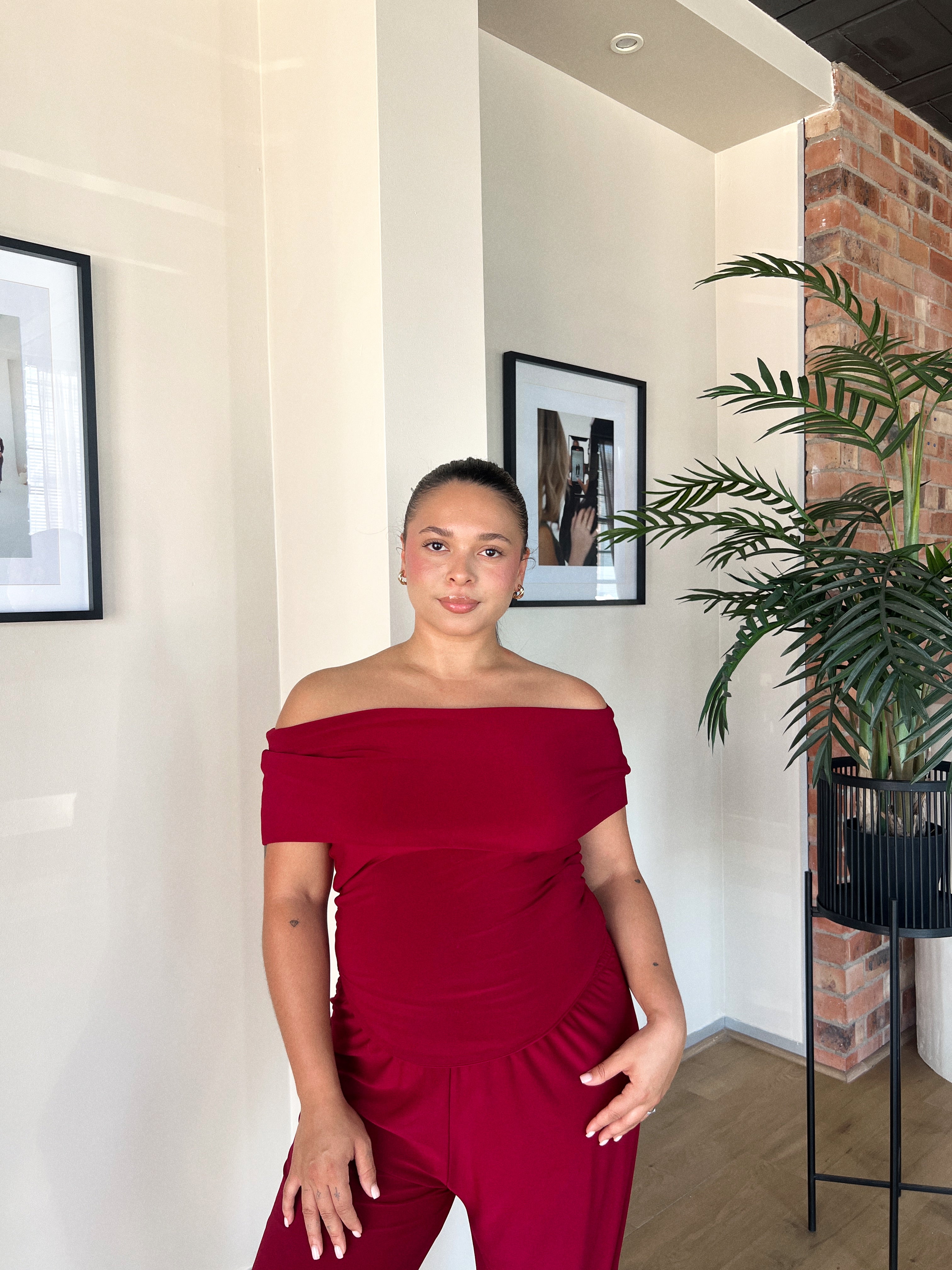 Maroon Off Shoulder Top