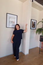 Navy Blue Straight Leg Resort Pants