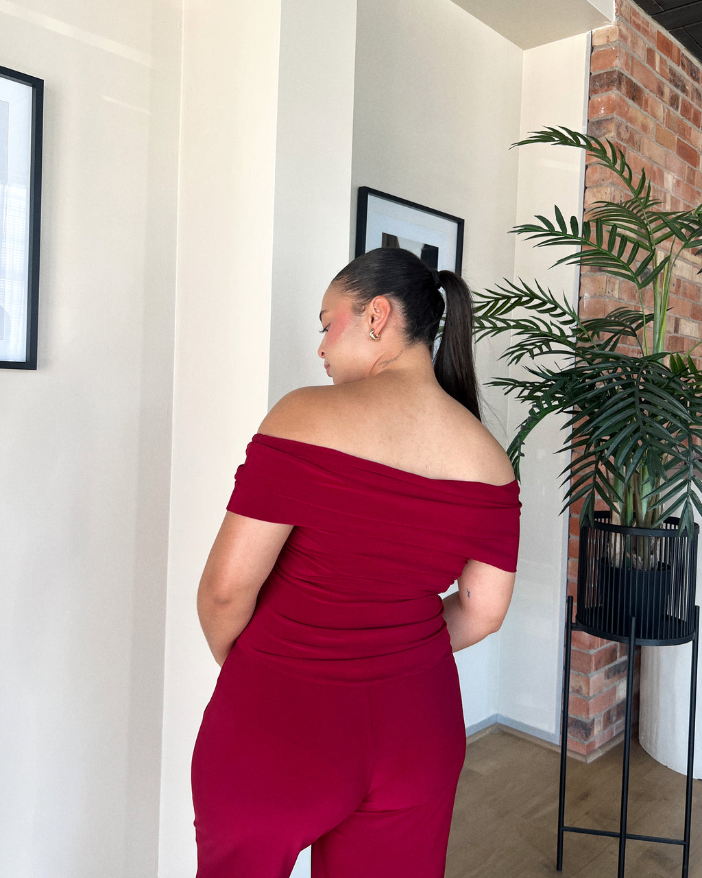 Maroon Off Shoulder Top