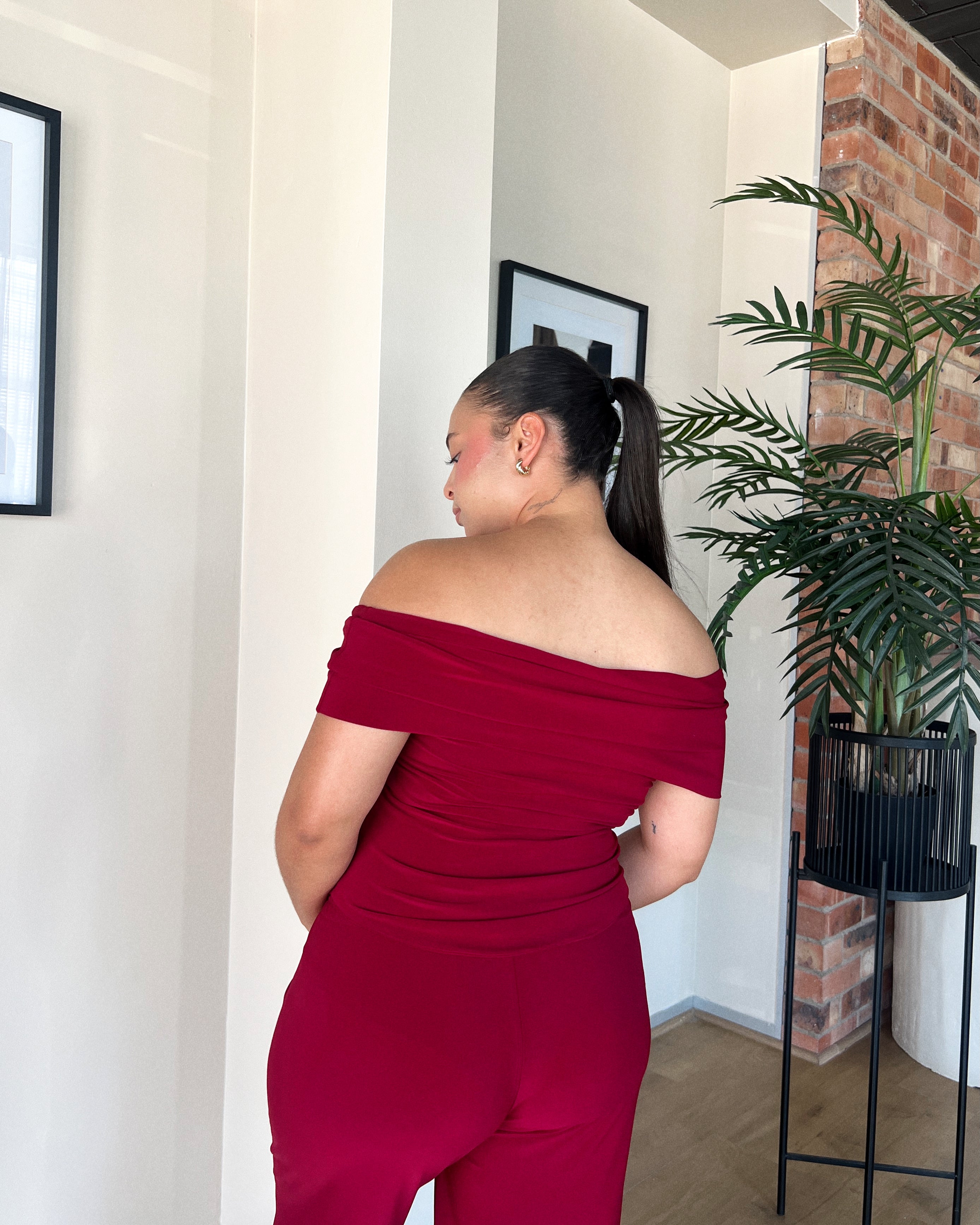 Maroon Off Shoulder Top