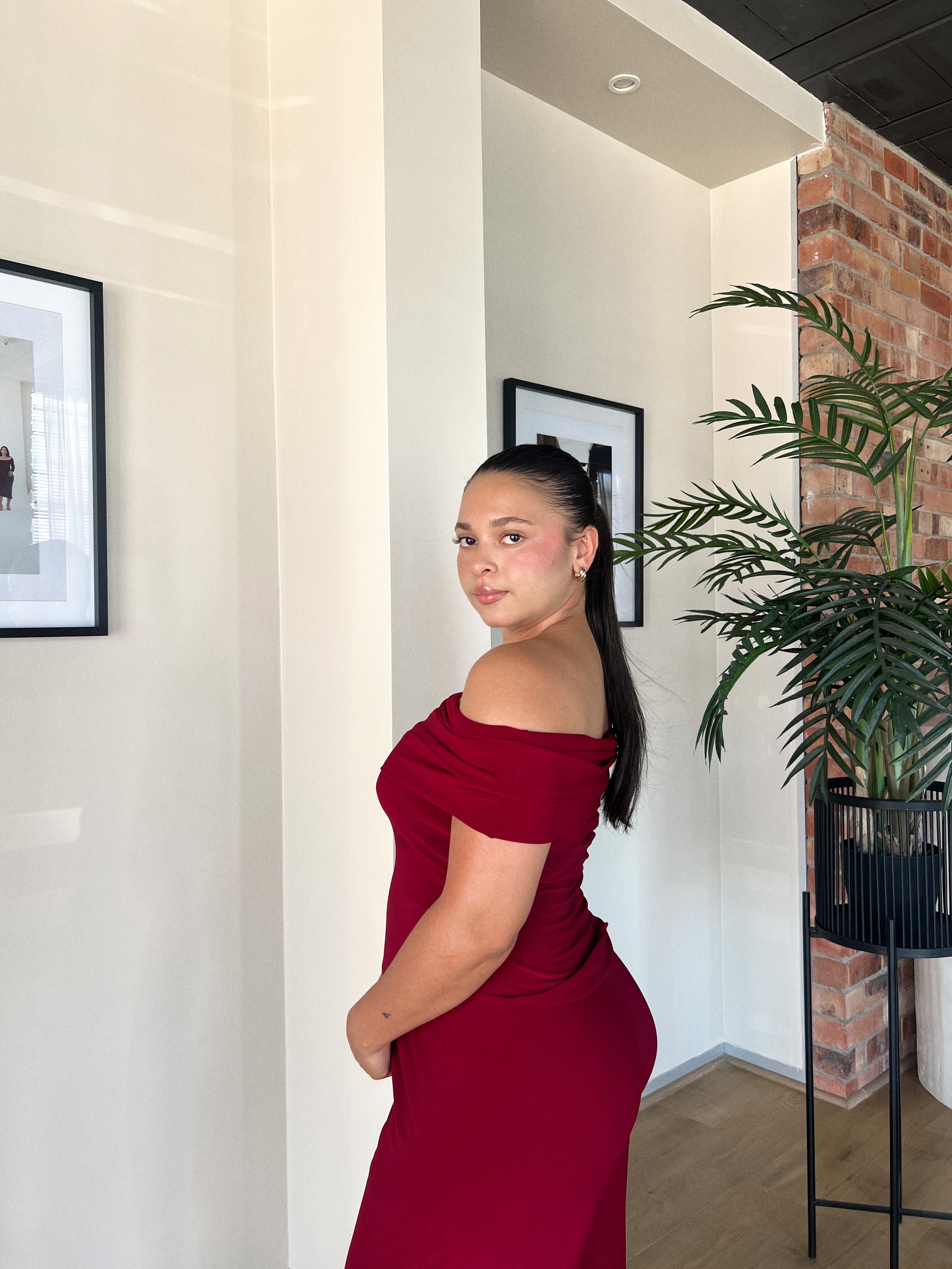 Maroon Off Shoulder Top