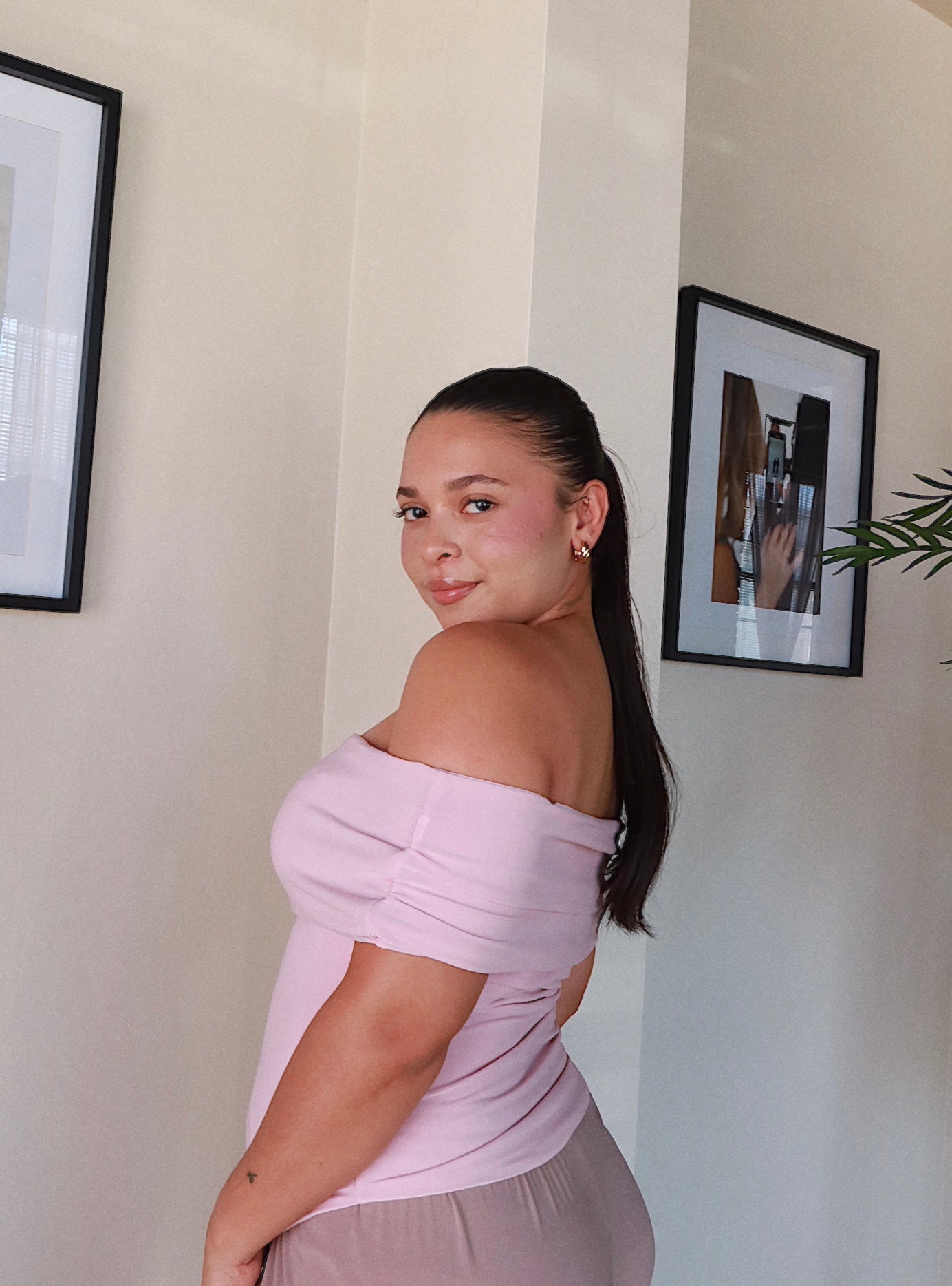 Baby Pink Off Shoulder Top