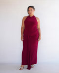 Maroon Halter Dress with Tie Detail