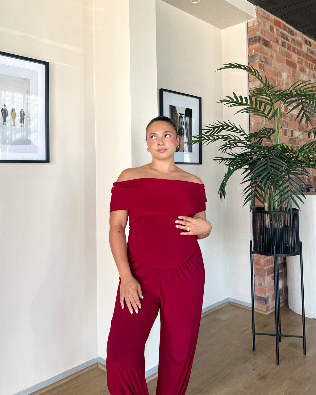 Maroon Off Shoulder Top