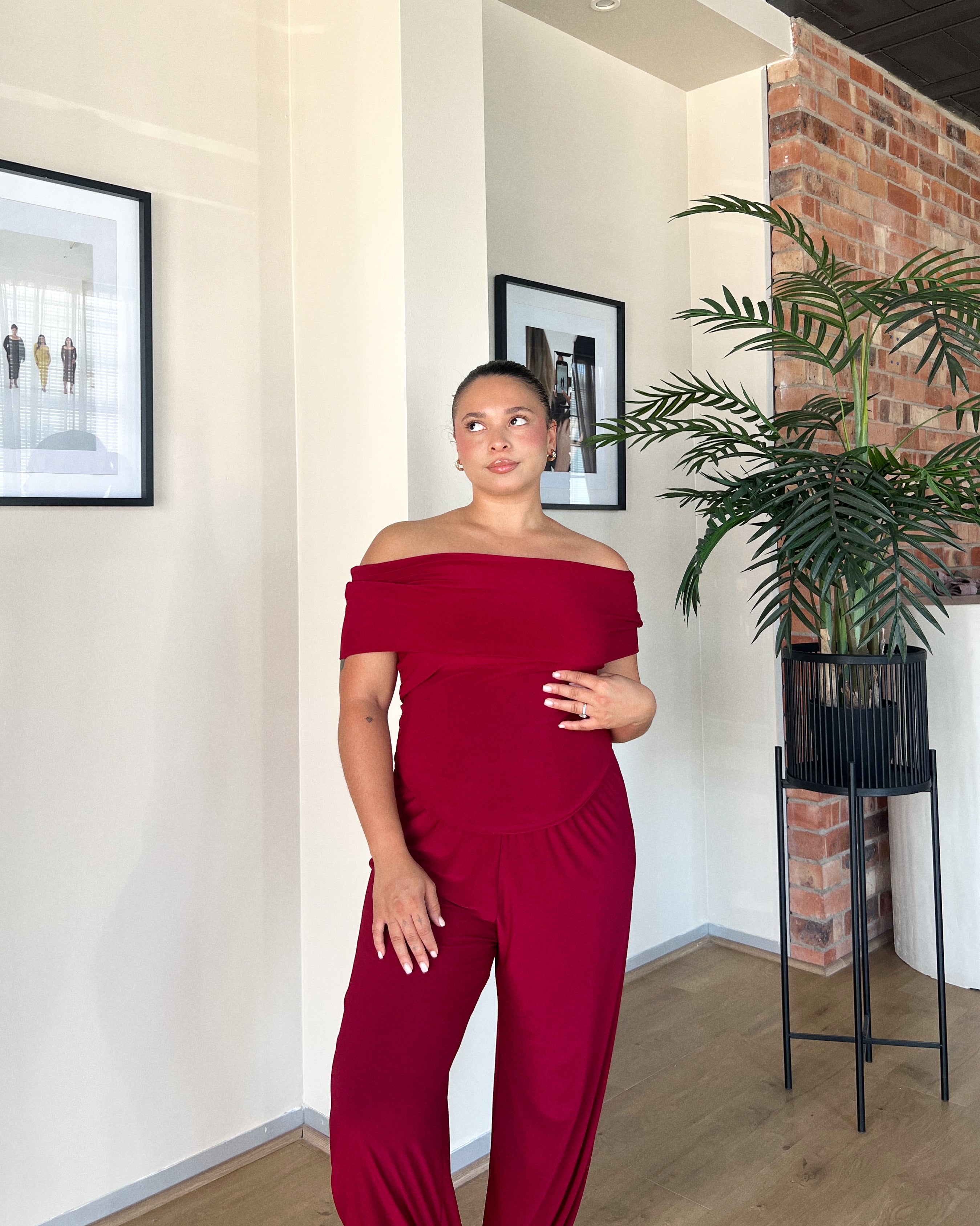 Maroon Off Shoulder Top
