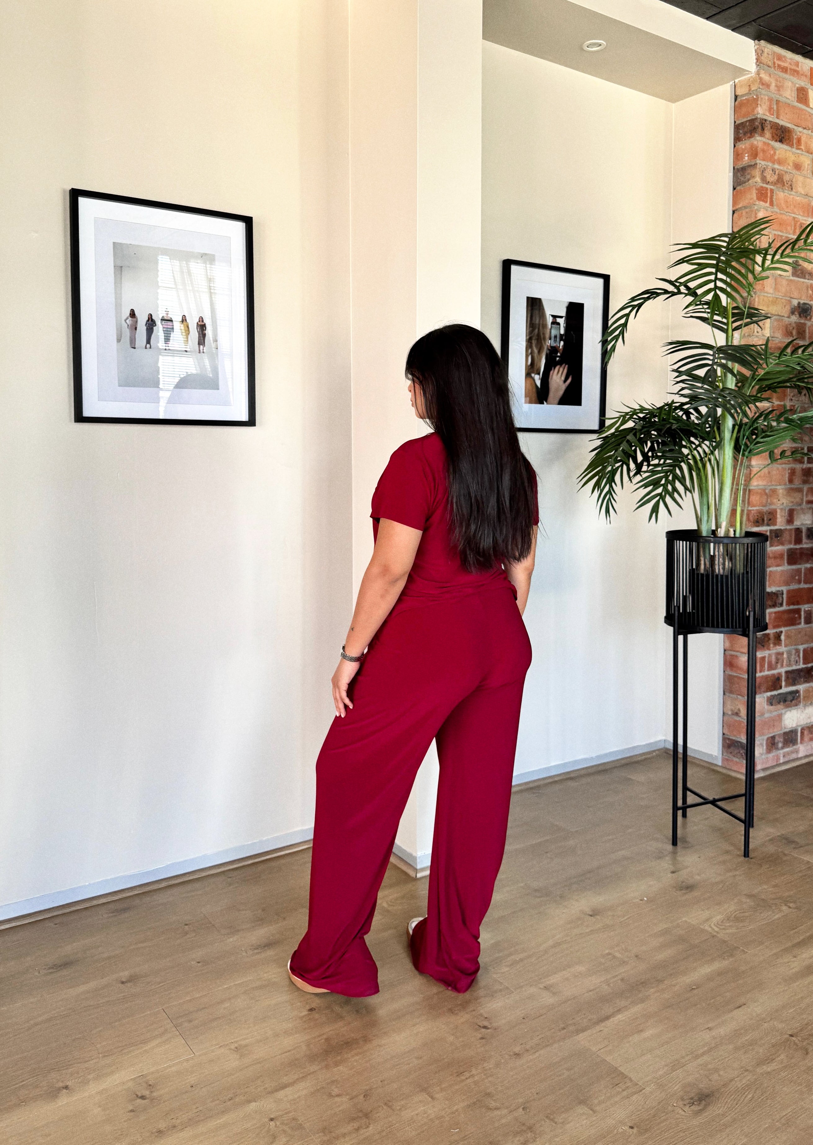 Maroon Straight Leg Resort Pants