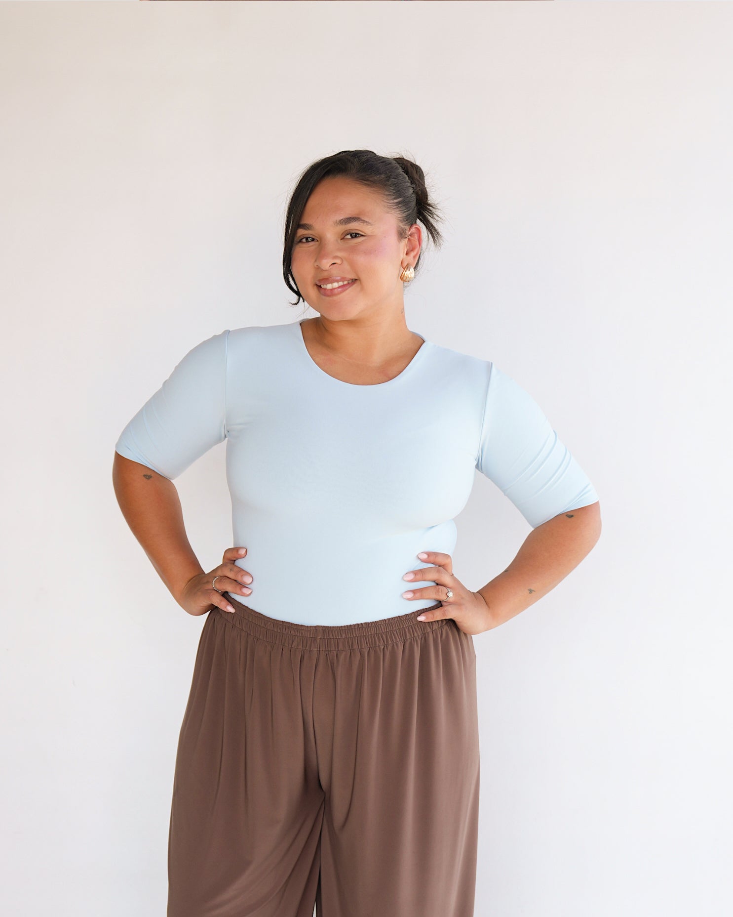 Baby Blue T-shirt with Midi Sleeves