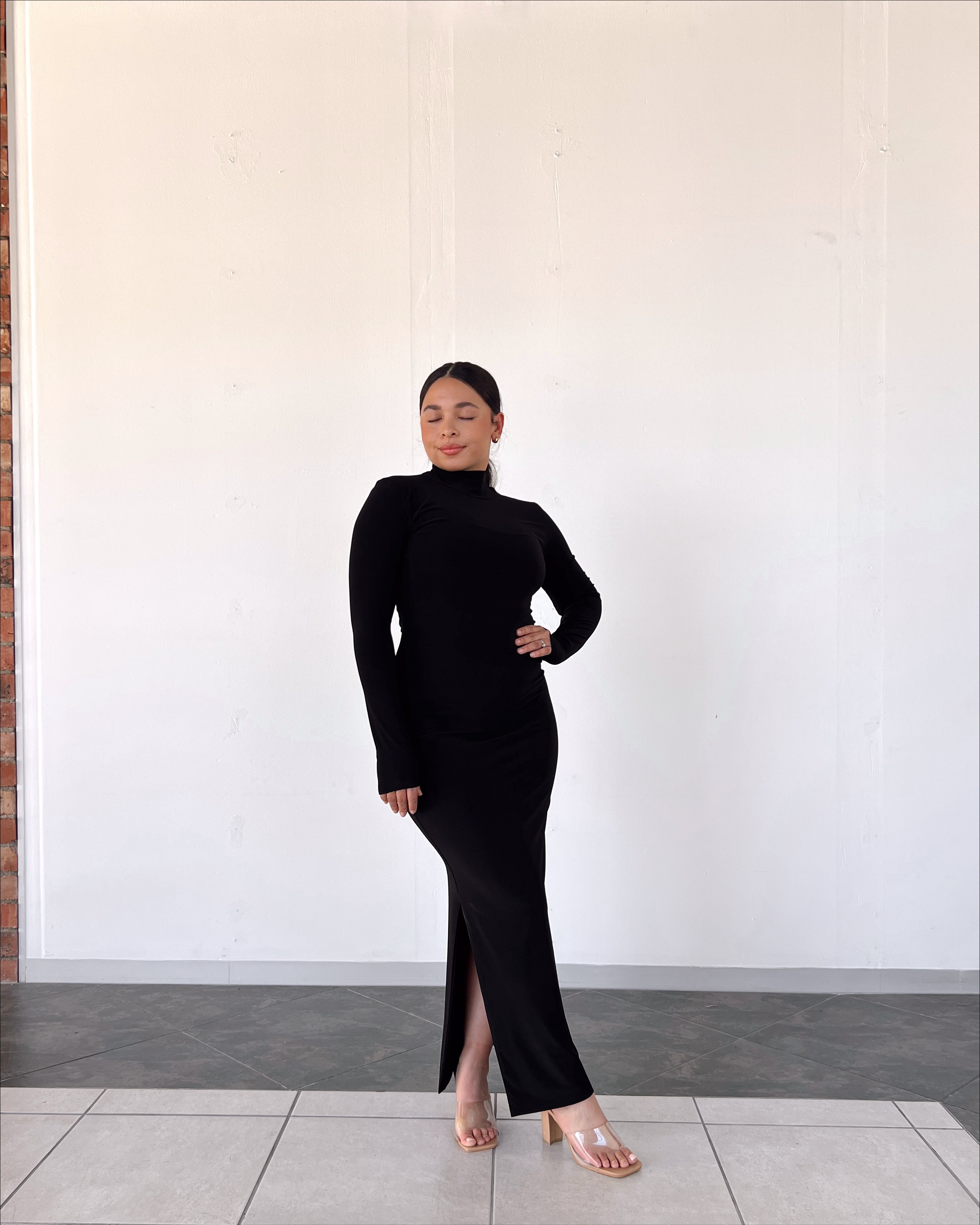 Long sleeve black turtleneck on sale dress