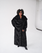 Black Full-Length Luxe Faux Fur Coat