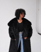 Black Full-Length Luxe Faux Fur Coat