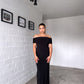 Black Off-shoulder Bardot Sculpted Dress