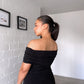 Black Off-shoulder Bardot Sculpted Dress