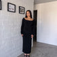 Black Long-sleeved Sculpted Dress
