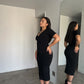 Black Ruched Front Dress